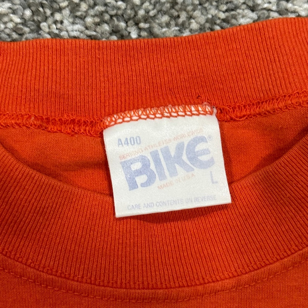 Vintage 80s Oklahoma State Cowboys T-Shirt Mens L Orange Bike Pistol Pete OSU - Picture 3 of 7